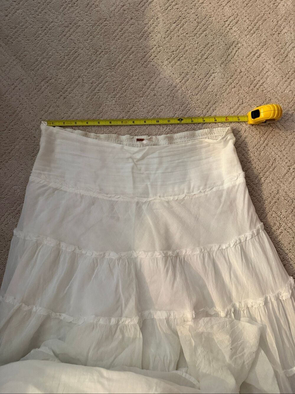 Free People Stuck in A Moment Cream Puff White Cotton Tiered Maxi Skirt - Picture 7 of 11
